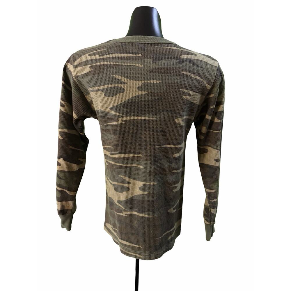 Camo Thermal Shirt Mens S Waffle Knit Long Sleeve Graphic Trailer Park - Picture 2 of 6